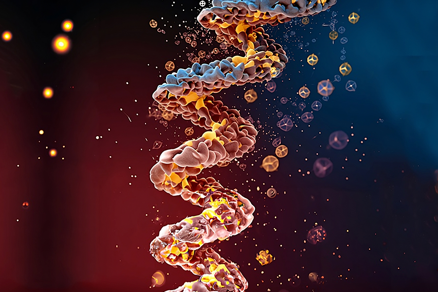 The FrameDiff system was tested on the task of building single proteins, and the researchers found that it can create big proteins with up to 500 parts. Unlike previous methods, it doesn't need to rely on a preexisting map of the protein structure (Image: Alex Shipps/MIT CSAIL via Midjourney).