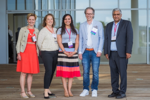 Several lead members of the MIT-Takeda Program standing outside